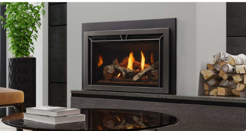 The Supreme gas fireplace insert has a modern style that’s perfect for this fireplace makeover.